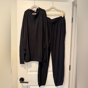 Eberjey Cozy Time Mock Neck & Jogger Black Women's Set